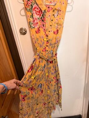 ARATTA SILENT JOURNEY Butterfly Print Yellow Tank Top Dress